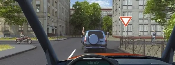 Поднятая вверх рука водителя легкового автомобиля является сигналом, информирующим Вас о его намерен