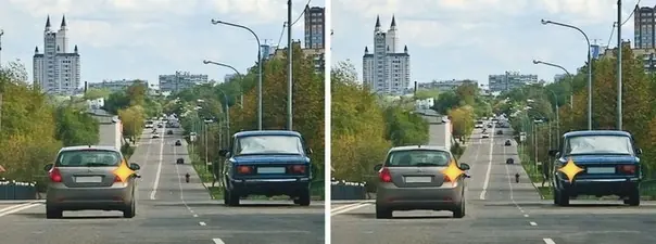Двигаясь по левой полосе, водитель намерен перестроиться на правую. На каком из рисунков показана си