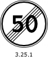 Знак 3.25.1 Конец зоны ограничения максимальной скорости