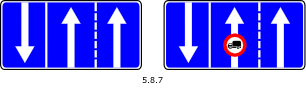 Знак 5.8.7 Направление движения по полосам